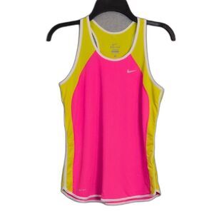 Nike Dri-Fit Neon Pink Yellow Racerback Tank Women's M